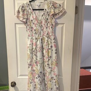 Floral V-Neck Midi ankle Dress